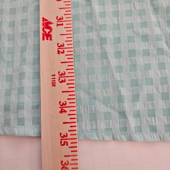 Biltmore Nightgown Womens Medium Aqua Checks Neckline w/ Net Flowers Lined - Picture 9 of 12